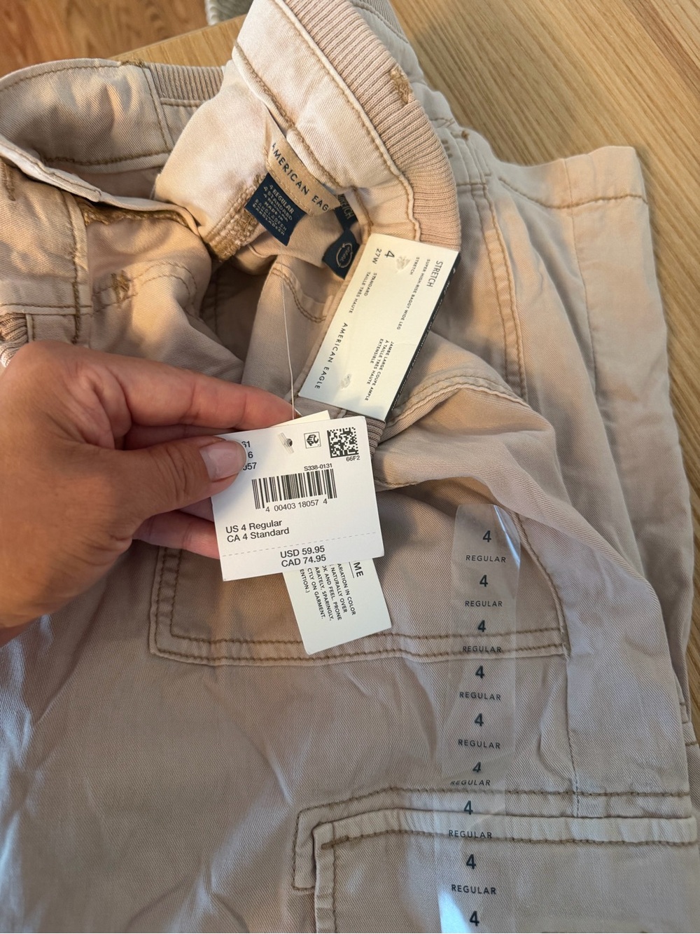 American Eagle Outfitters Women’s Beige Super High-Rise Baggy Wide Leg